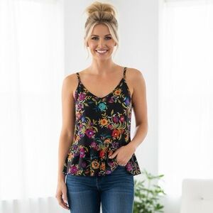 Tank Top Peplum Waist Spaghetti Straps Sz L